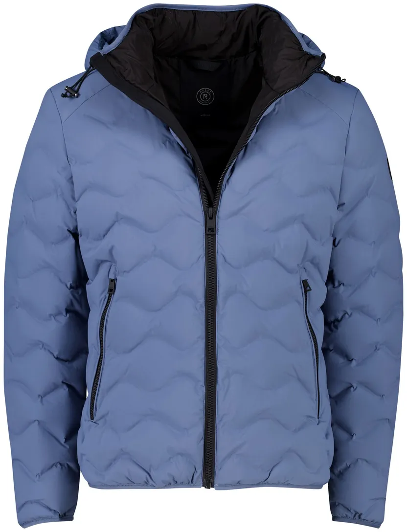 Reset gewatteerde winterjas blauw afneembare capuchon