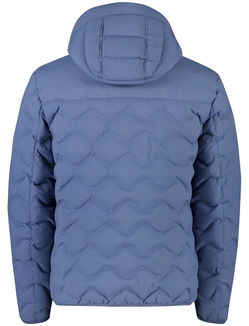 Reset gewatteerde winterjas blauw afneembare capuchon