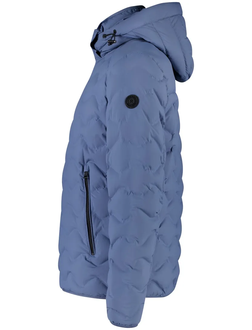Reset gewatteerde winterjas blauw afneembare capuchon
