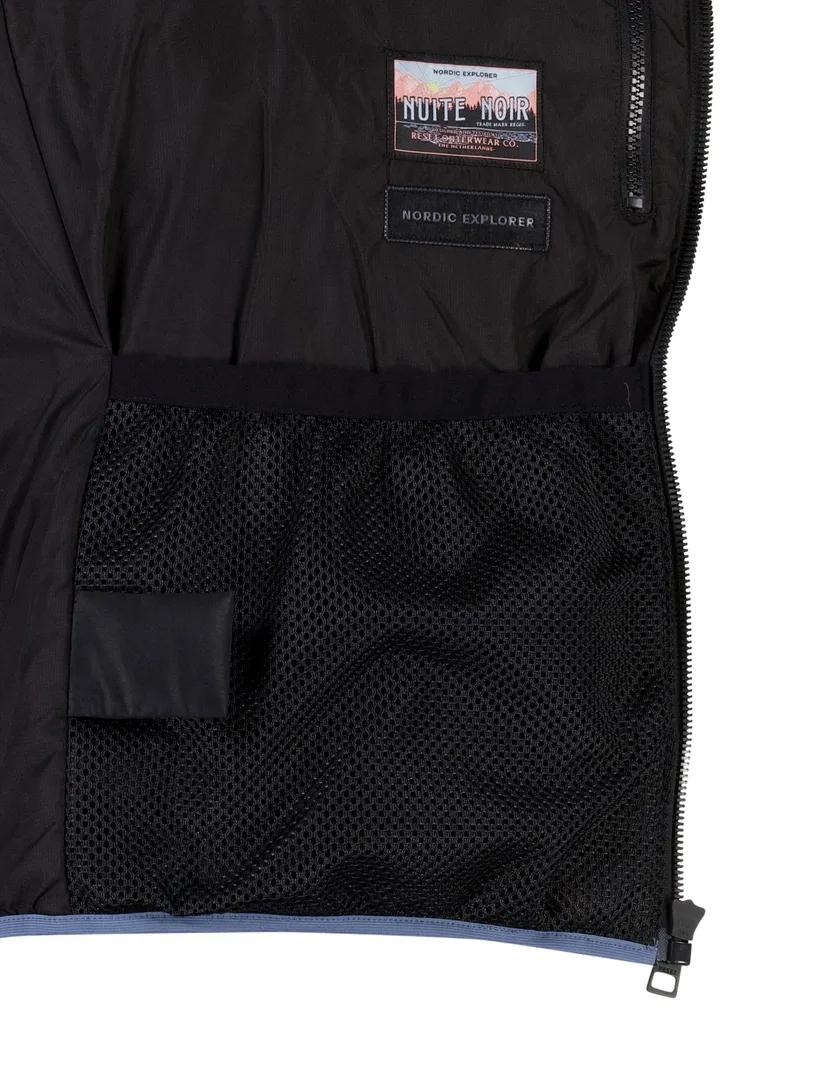 Reset gewatteerde winterjas blauw afneembare capuchon