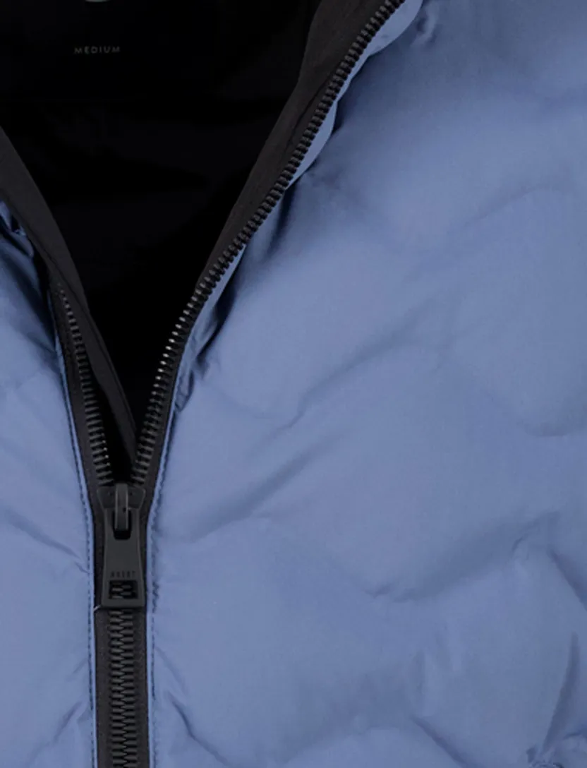 Reset gewatteerde winterjas blauw afneembare capuchon