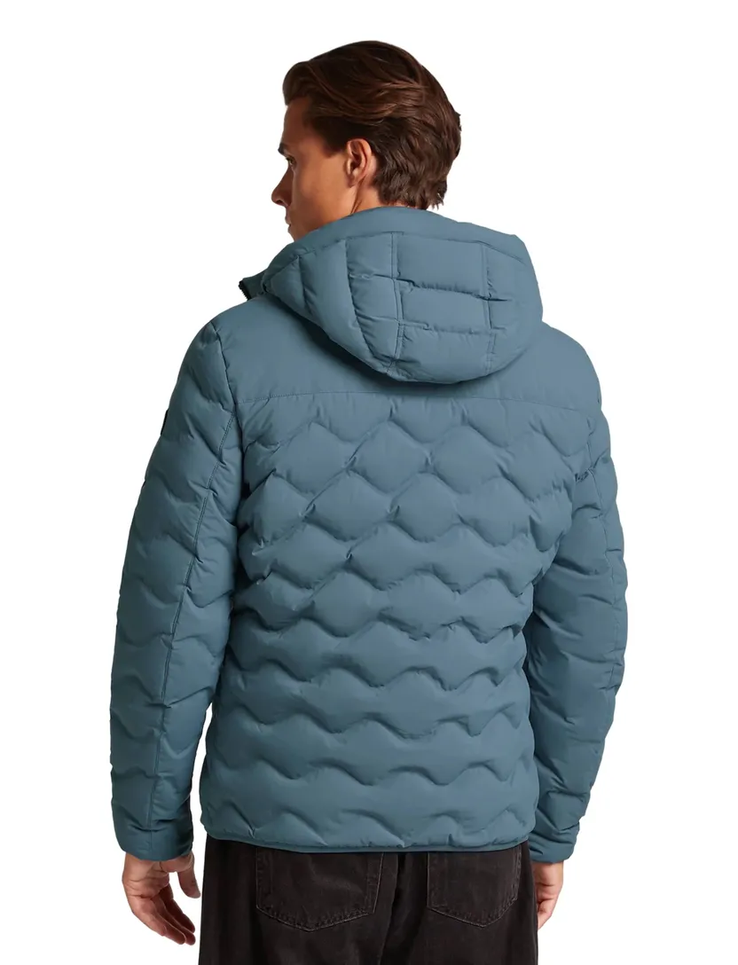 Reset gewatteerde winterjas blauw afneembare capuchon