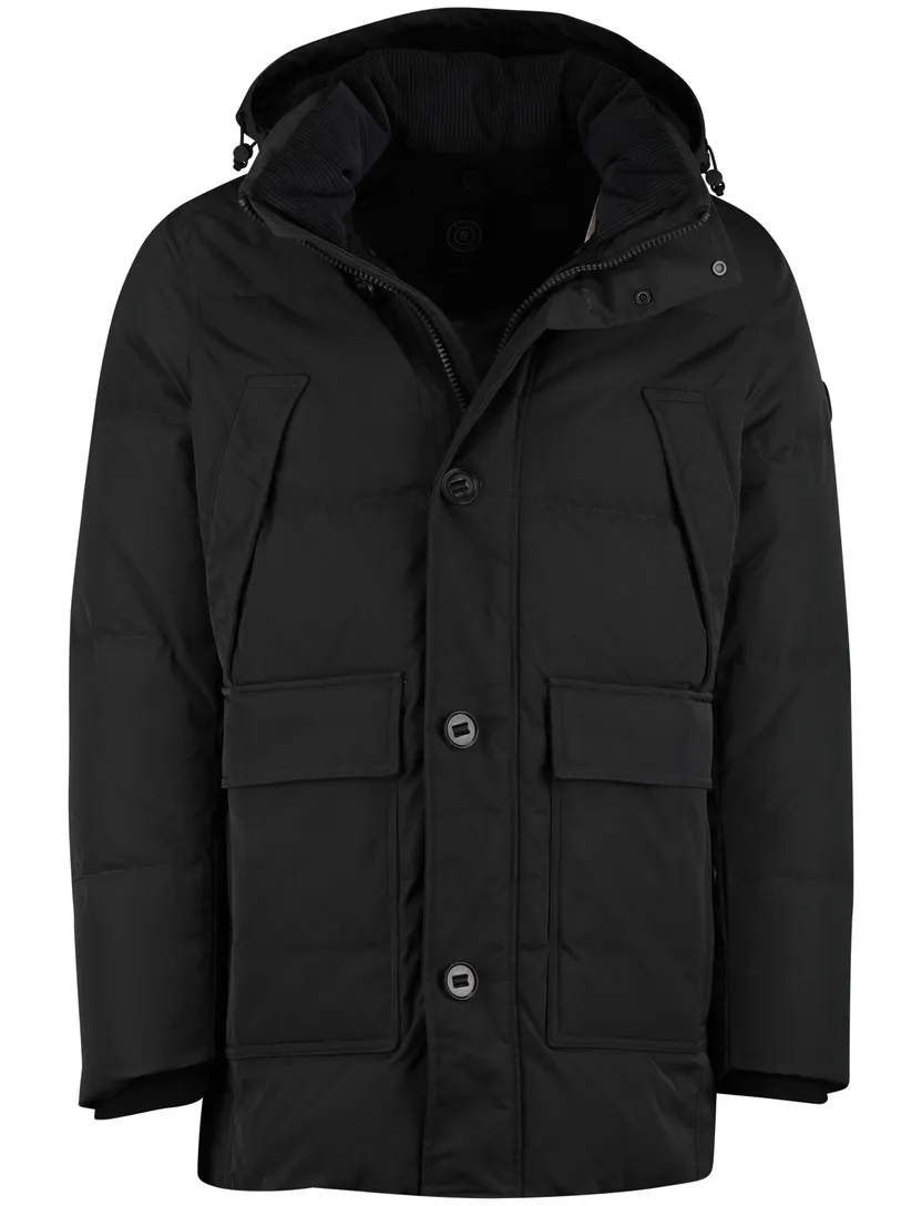 winterjas Reset effen groen normale fit capuchon