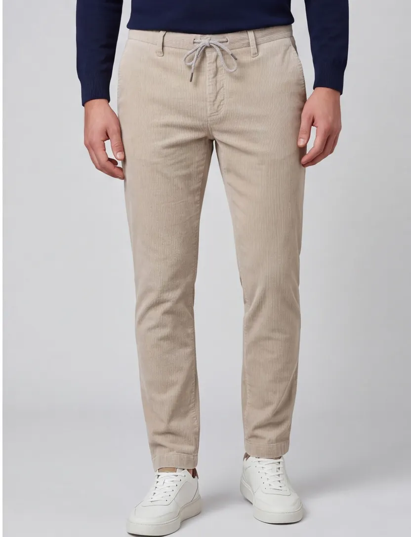 Alberto Jump Pantalon beige elastische band chino rib