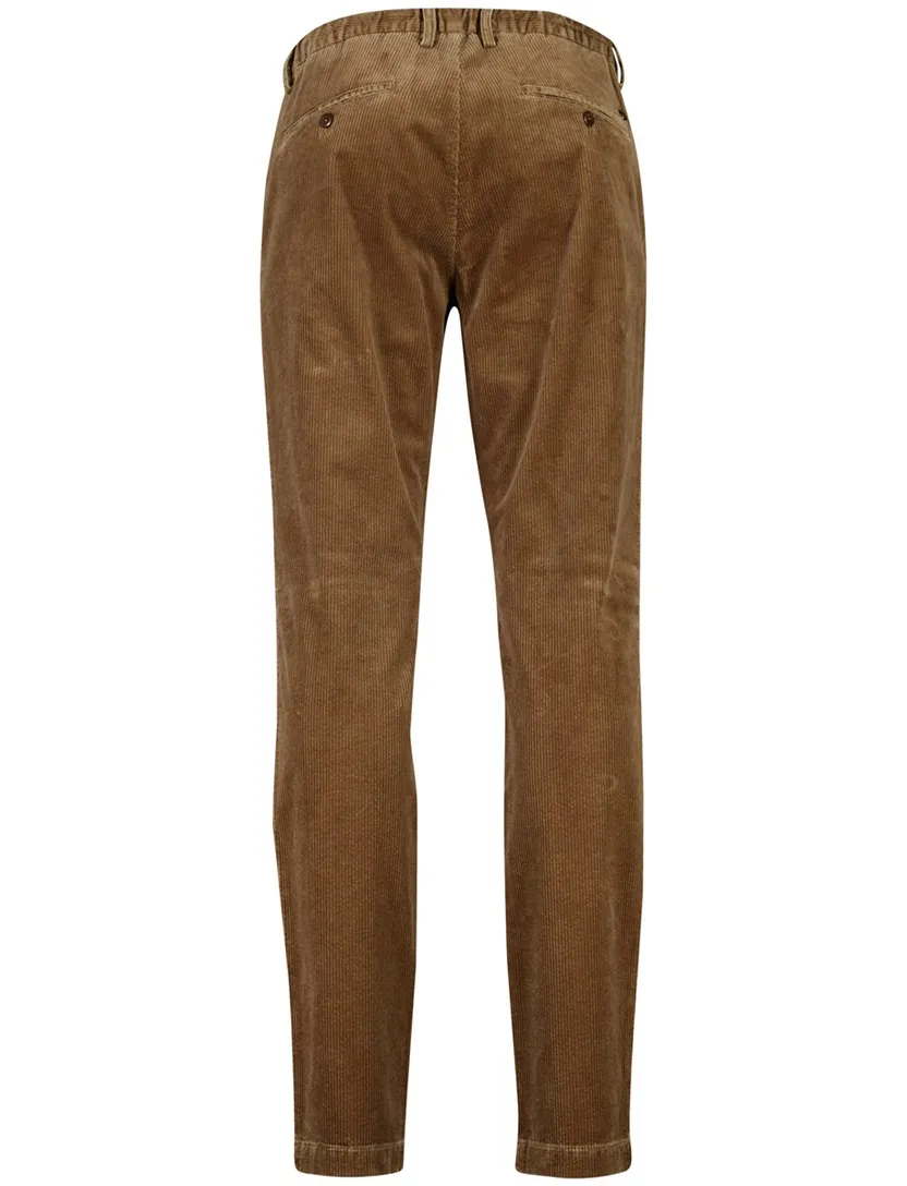 Alberto broek bruin effen structuur slim fit katoen
