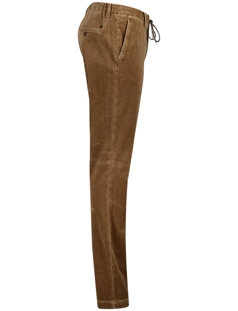 Alberto broek bruin effen structuur slim fit katoen