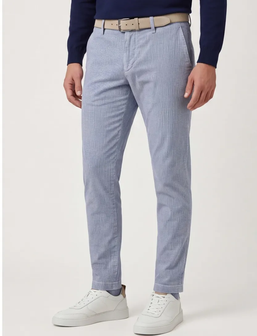 Lichtblauw Alberto Slim Fit broek corduroy