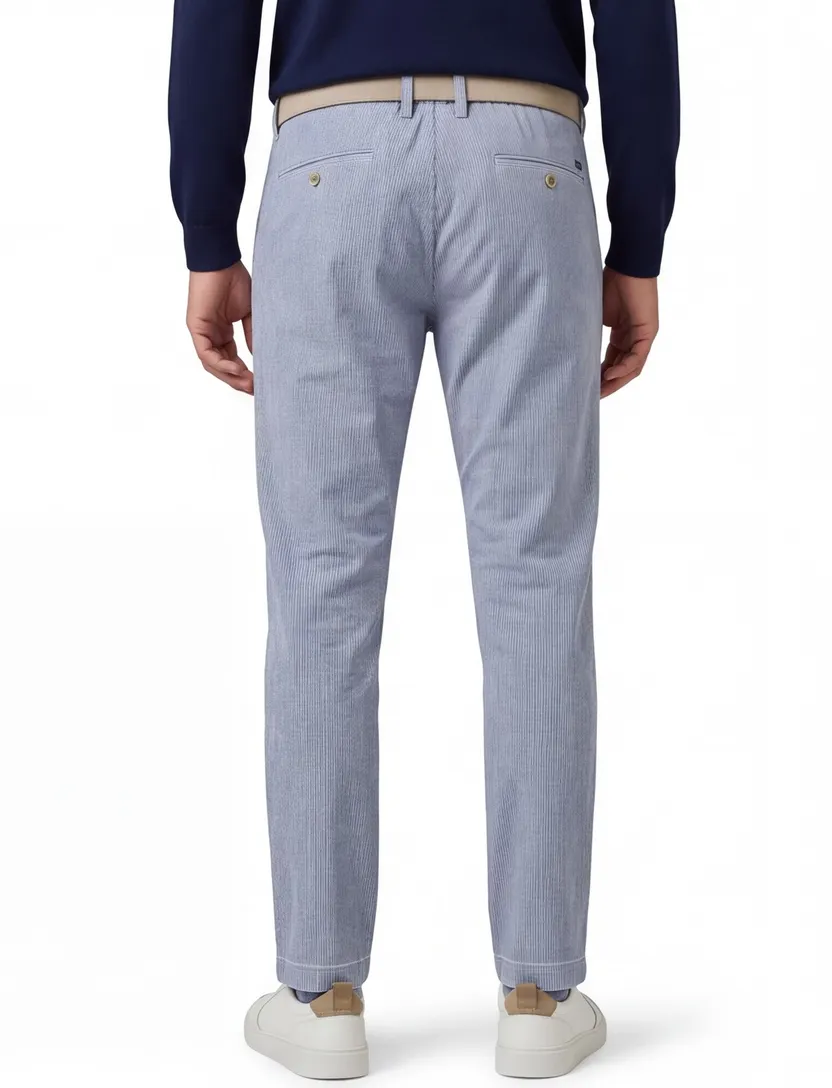 Lichtblauw Alberto Slim Fit broek corduroy