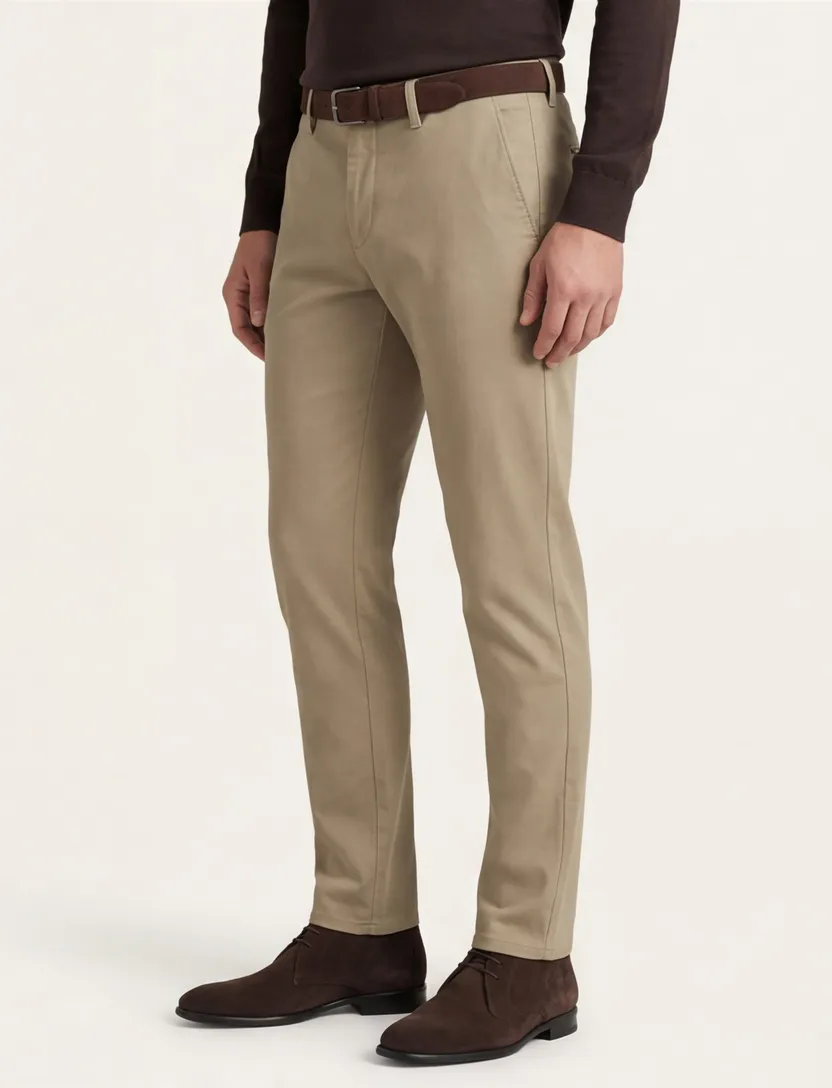 Alberto slim fit katoenen pantalon khaki