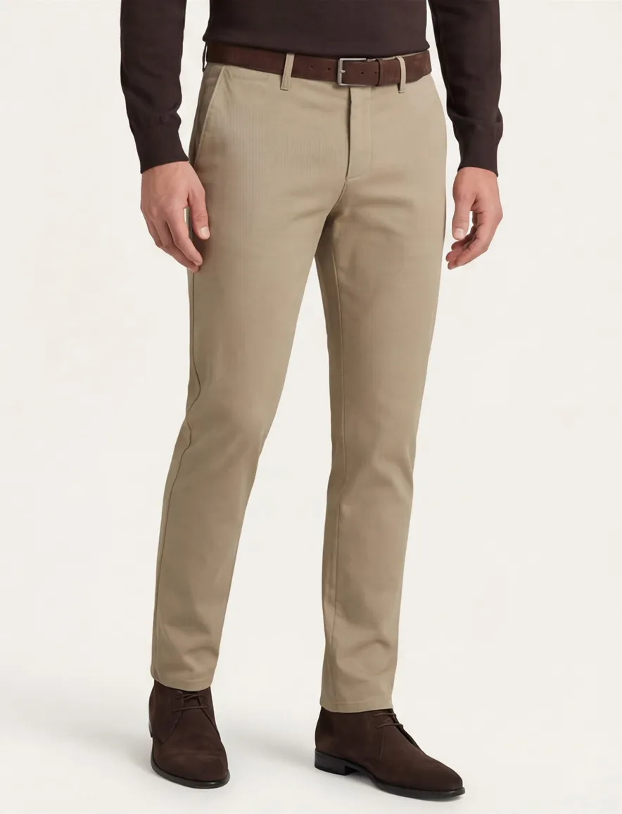 Alberto slim fit pantalon katoen beige