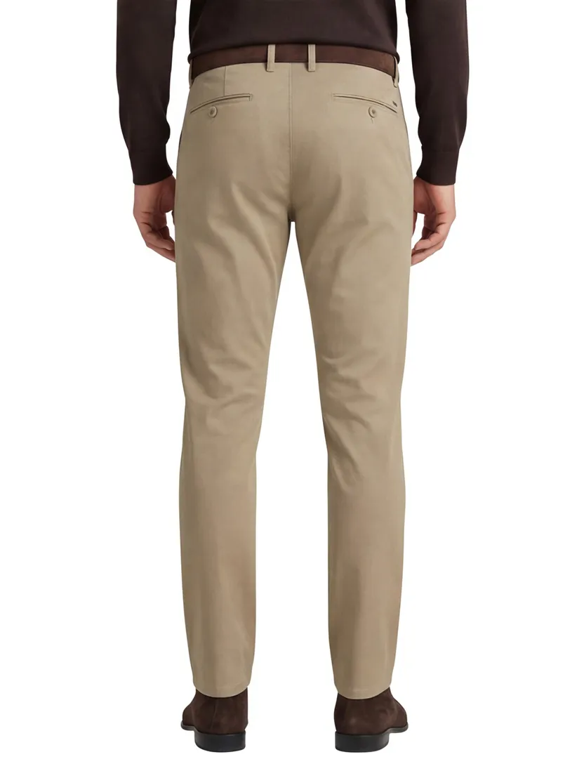 Alberto slim fit katoenen pantalon khaki