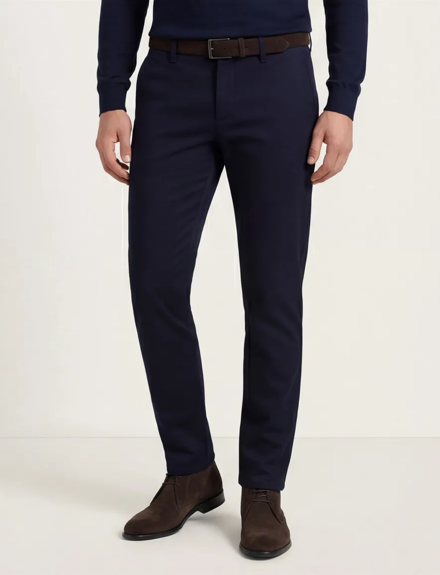 Alberto broek effen donkerblauw slim fit katoen