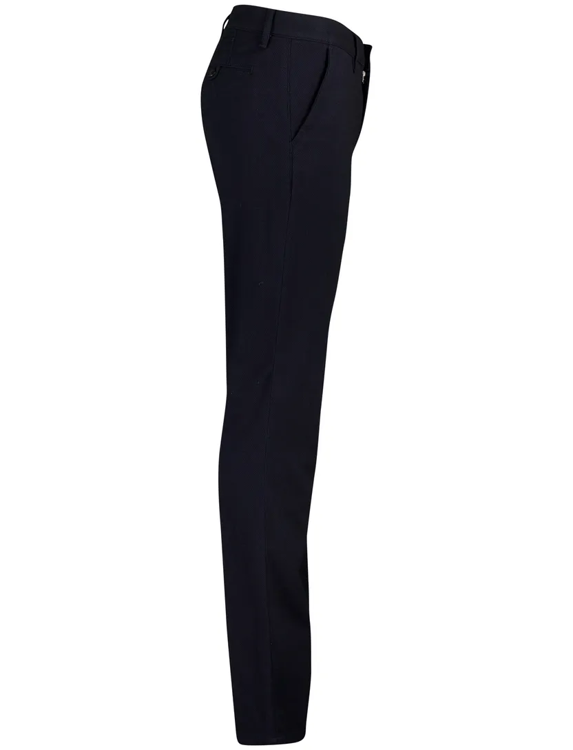 Broek effen donkerblauw slim fit katoen effen