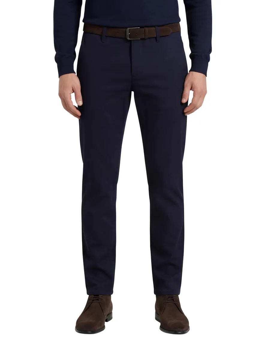 Alberto broek effen donkerblauw slim fit katoen