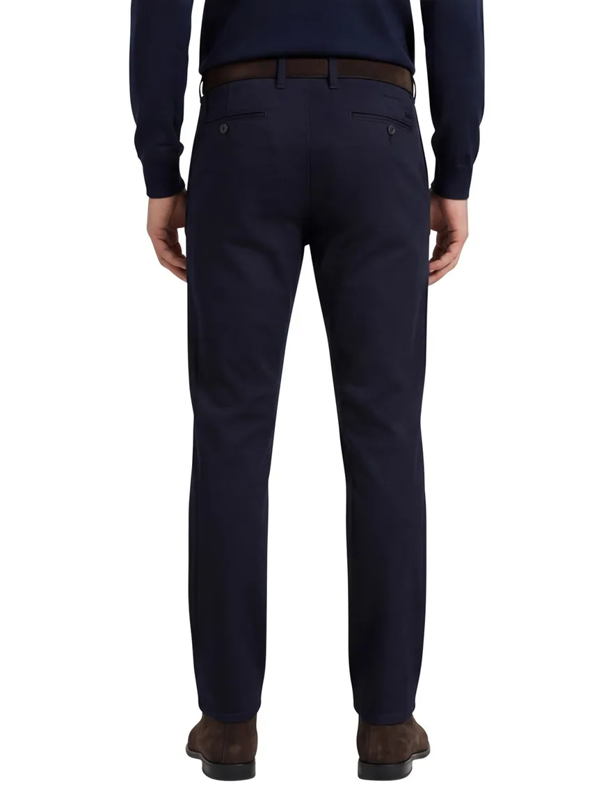Alberto broek effen donkerblauw slim fit katoen