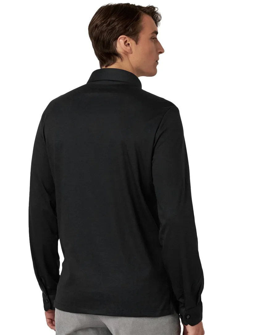 katoenen poloshirt Desoto zwart effen slim fit