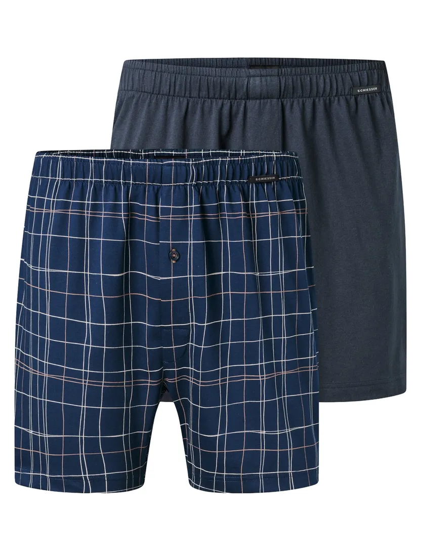 blauw geprint Schiesser boxershorts 2-pack