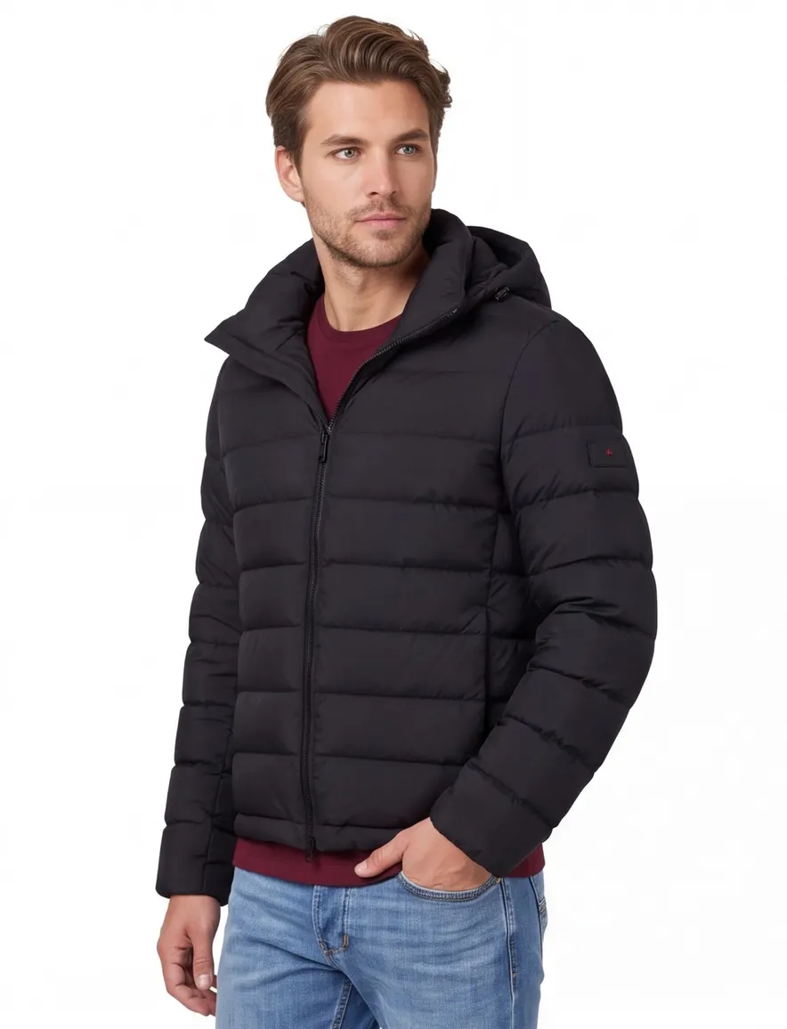 Peutery winterjas zwart effen puffer normale fit
