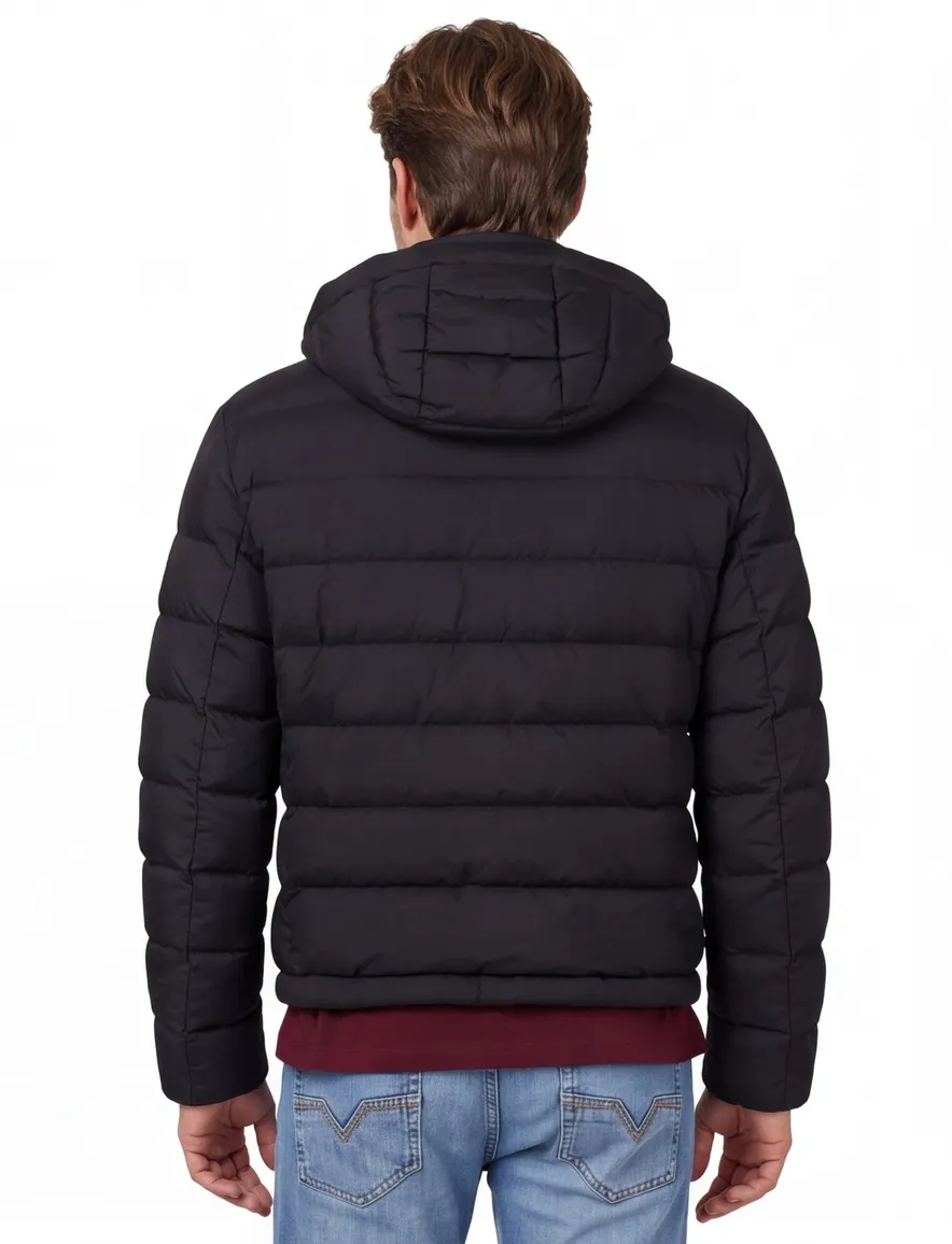 Peutery winterjas zwart effen puffer normale fit