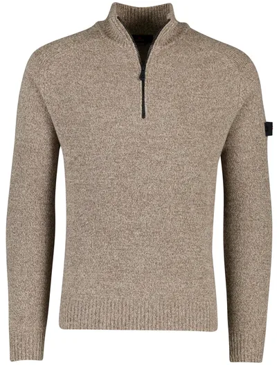 Peuterey Peuterey trui beige half zip gemeleerd