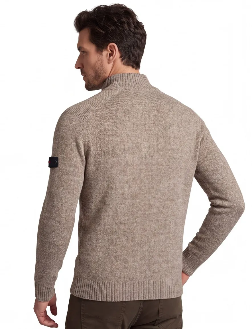 Peuterey trui beige half zip gemeleerd