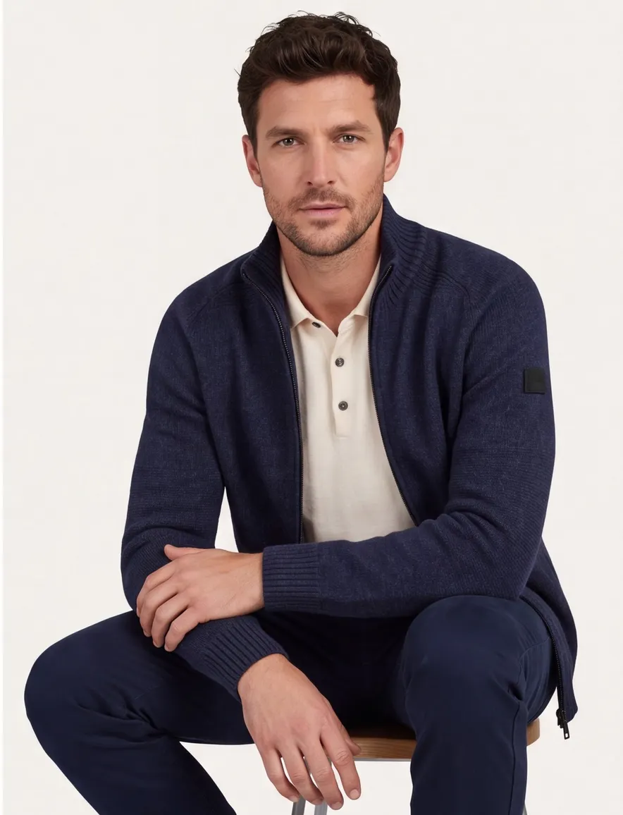 Peuterey vest effen donkerblauw normale fit wol