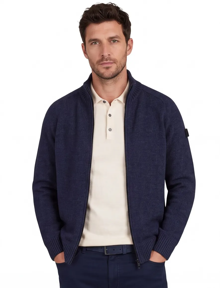 Peuterey vest effen donkerblauw normale fit wol