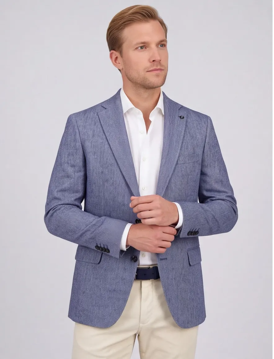 Carl Gross modern fit colbert blauw wol
