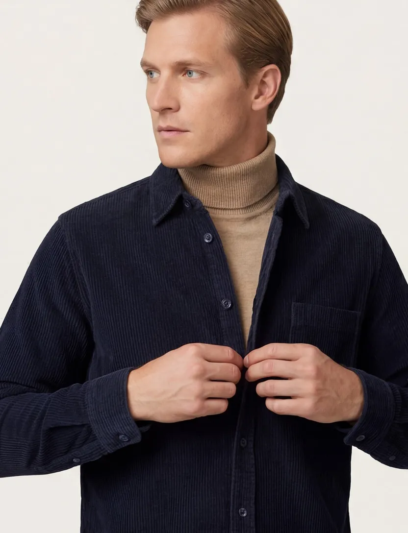 Overshirt Carl Gross donkerblauw effen normale fit