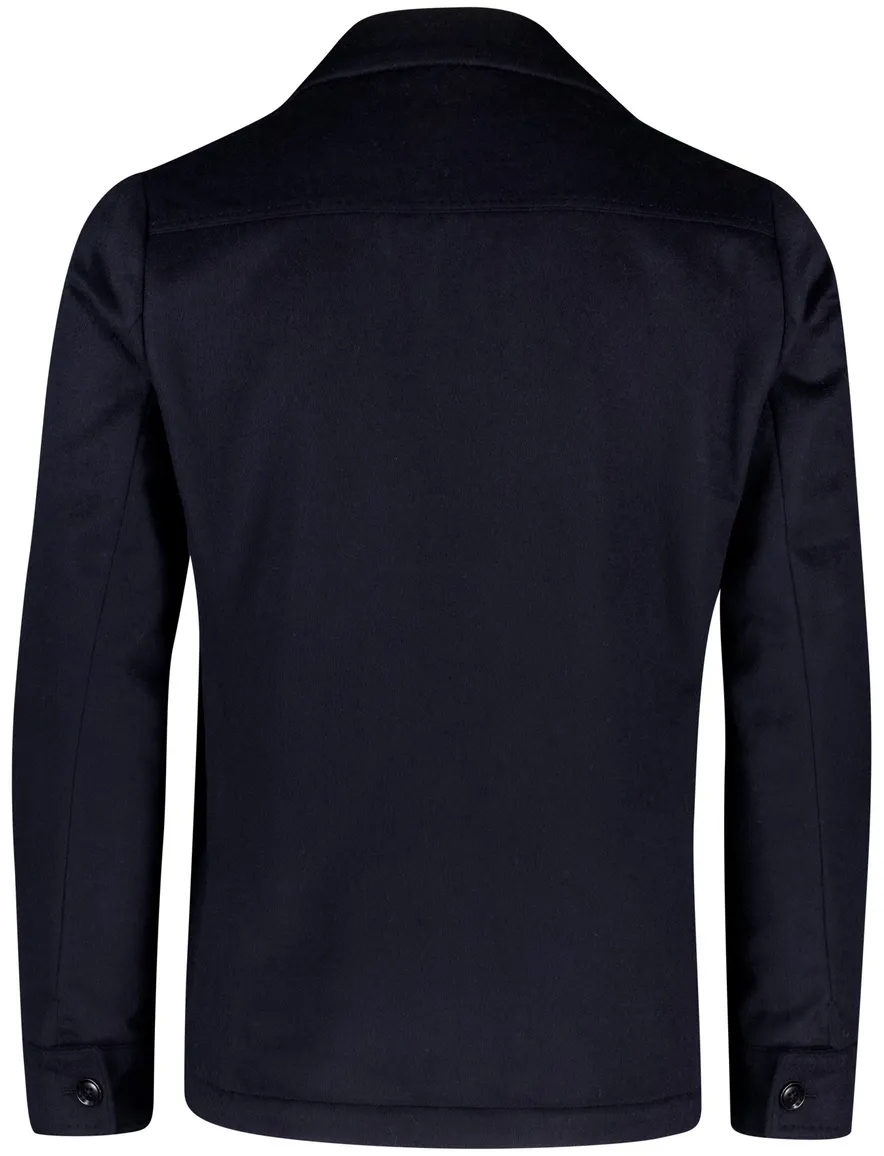 Carl Gross Overshirt donkerblauw effen wol normale fit