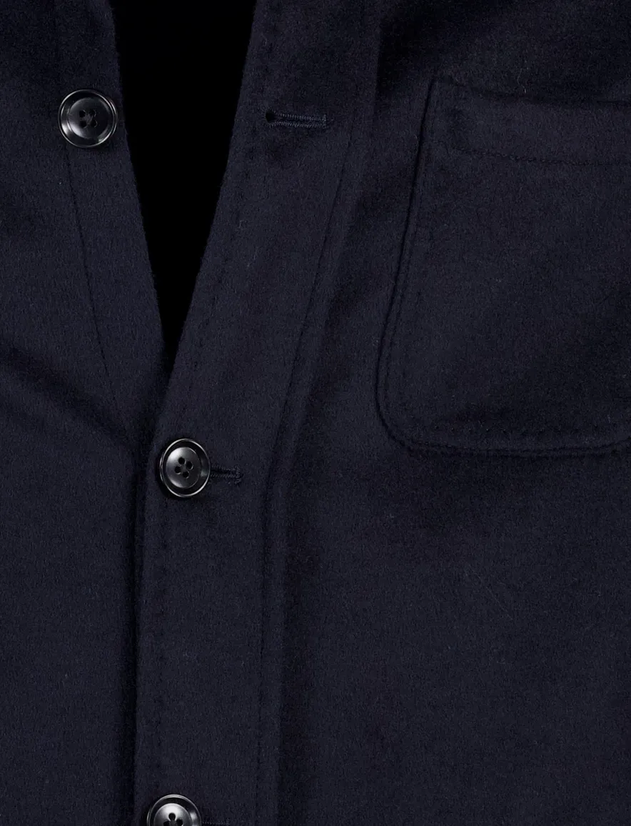 Carl Gross Overshirt donkerblauw effen wol normale fit