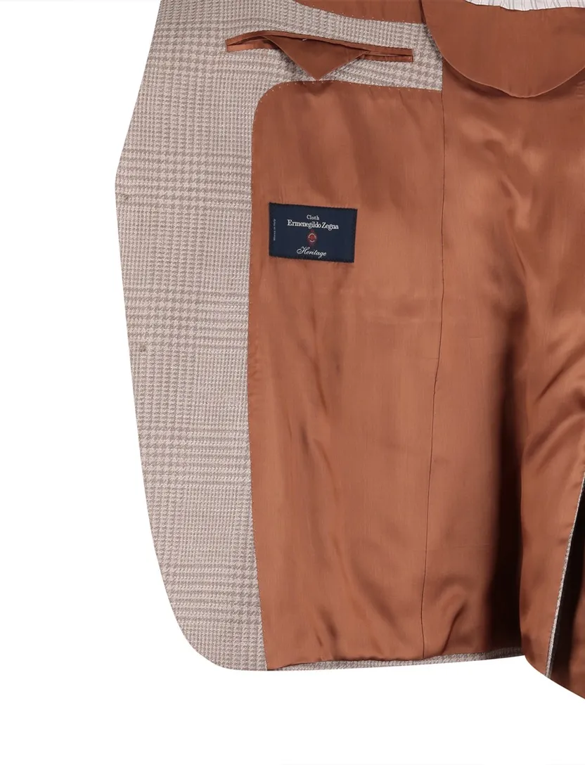 Carl Gross colbert beige geruit normale fit