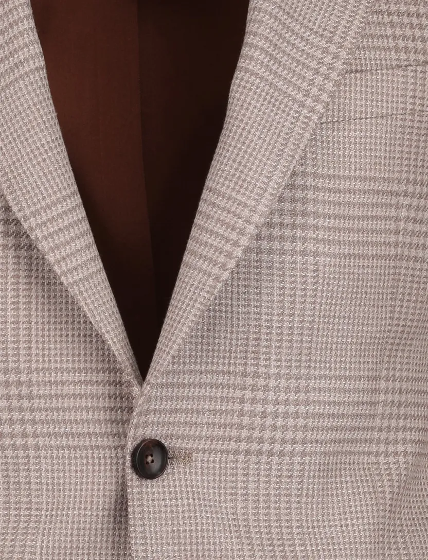 Carl Gross colbert beige geruit normale fit
