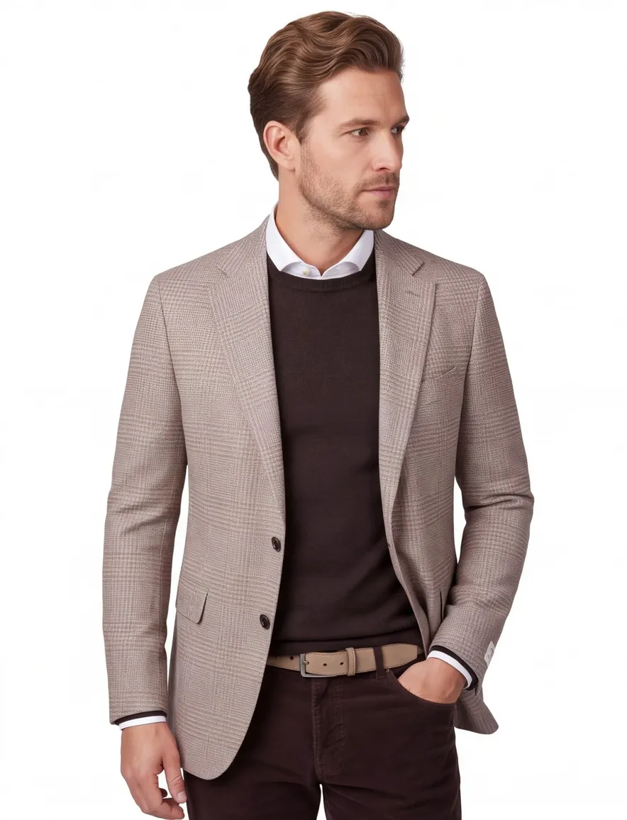 Carl Gross colbert beige geruit wol