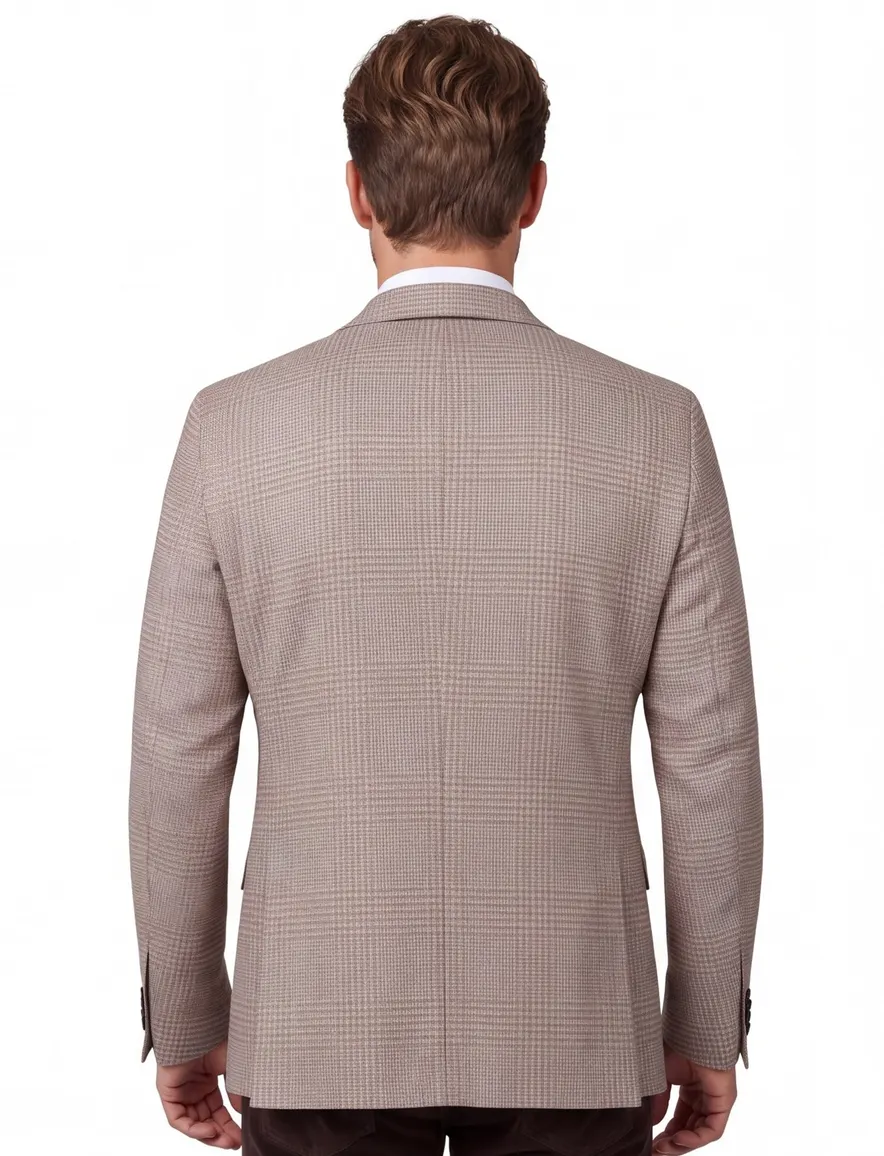 Carl Gross colbert beige geruit wol