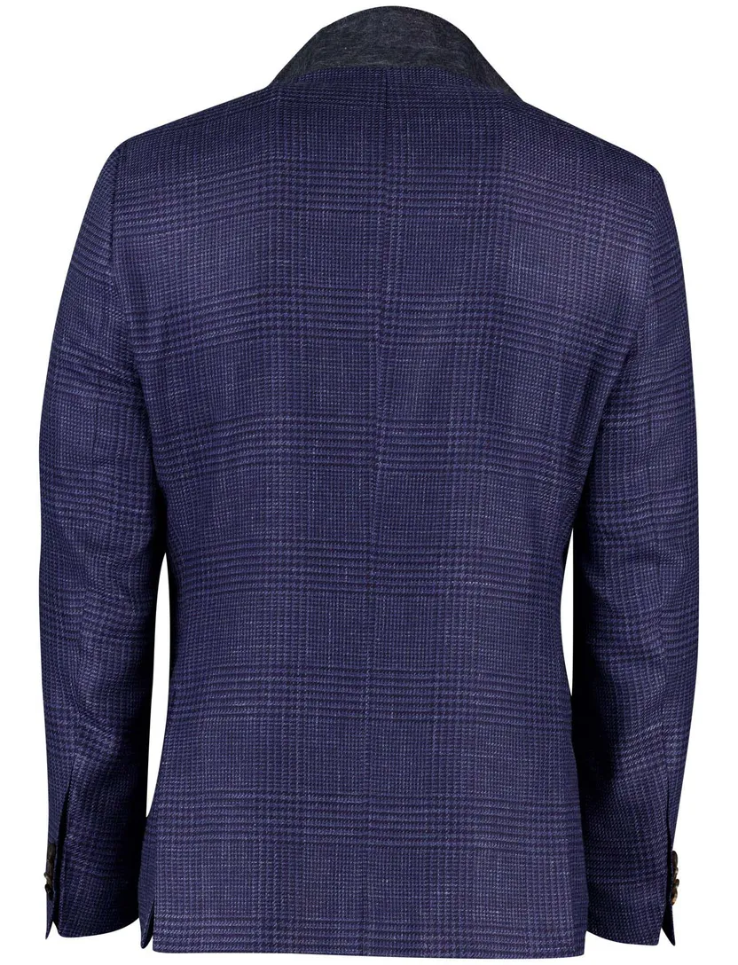 wollen colbert Carl Gross blauw effen normale fit