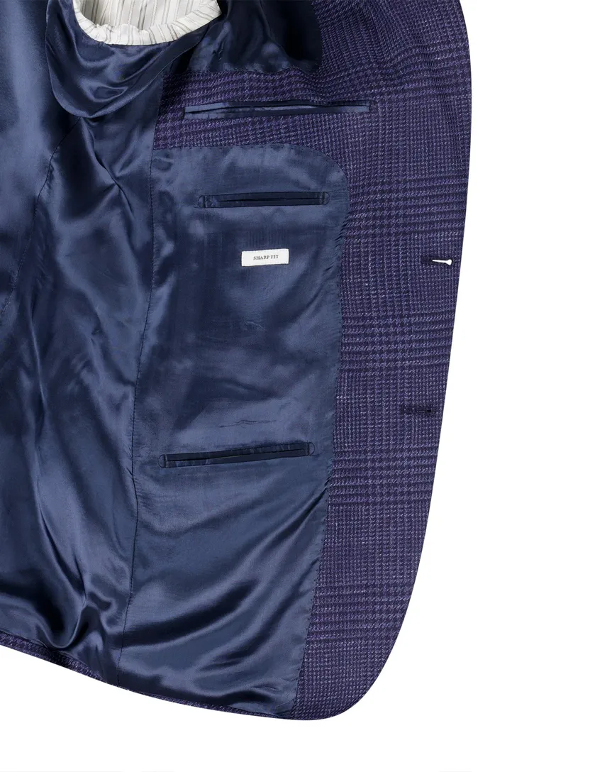 wollen colbert Carl Gross blauw effen normale fit