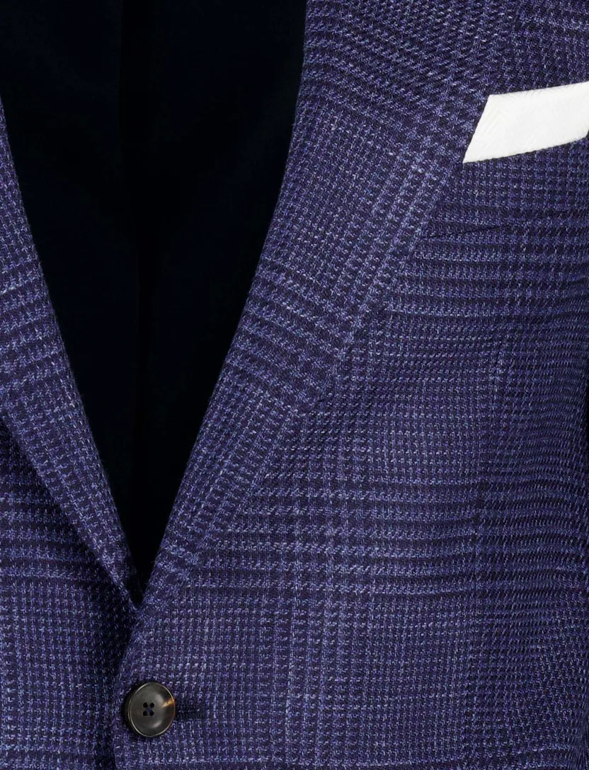 wollen colbert Carl Gross blauw effen normale fit