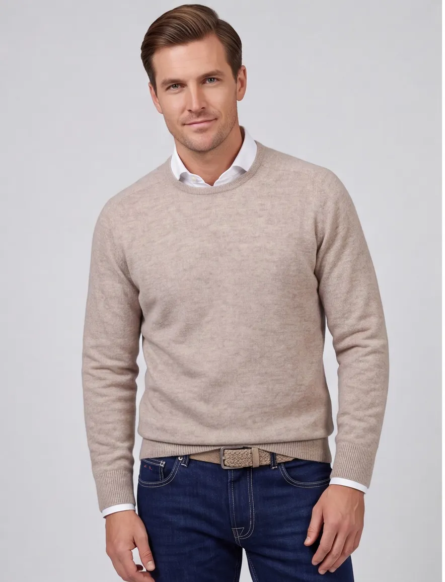 William Lockie trui wol beige
