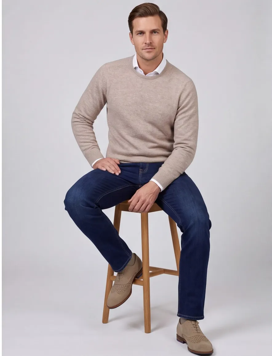 William Lockie trui wol beige