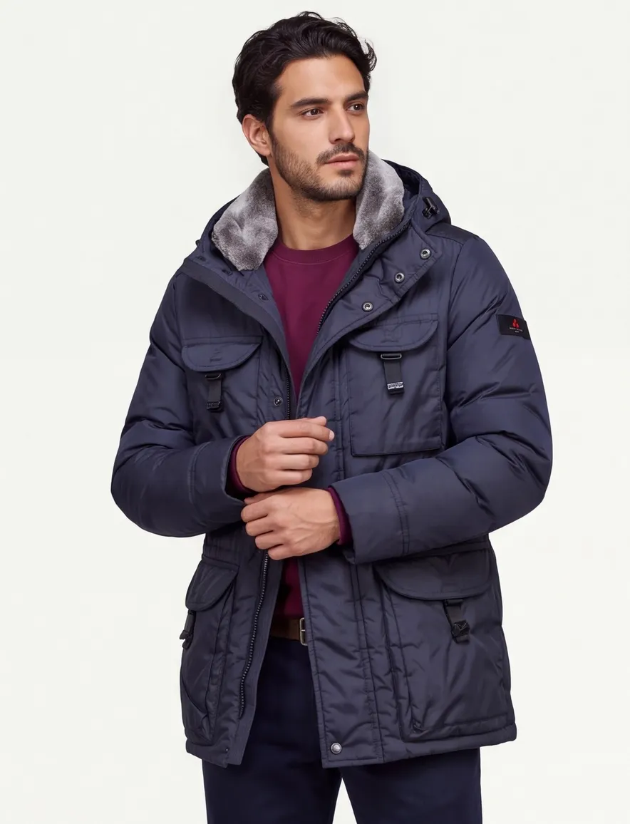 Peuterey winterjas donkerblauw effen waterafstotend