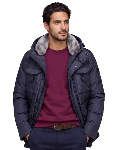 Peuterey Peuterey winterjas donkerblauw effen waterafstotend
