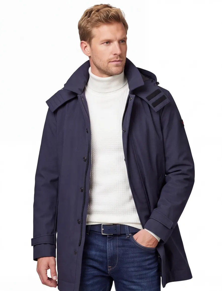 Peuterey winterjas donkerblauw effen afneembare capuchon