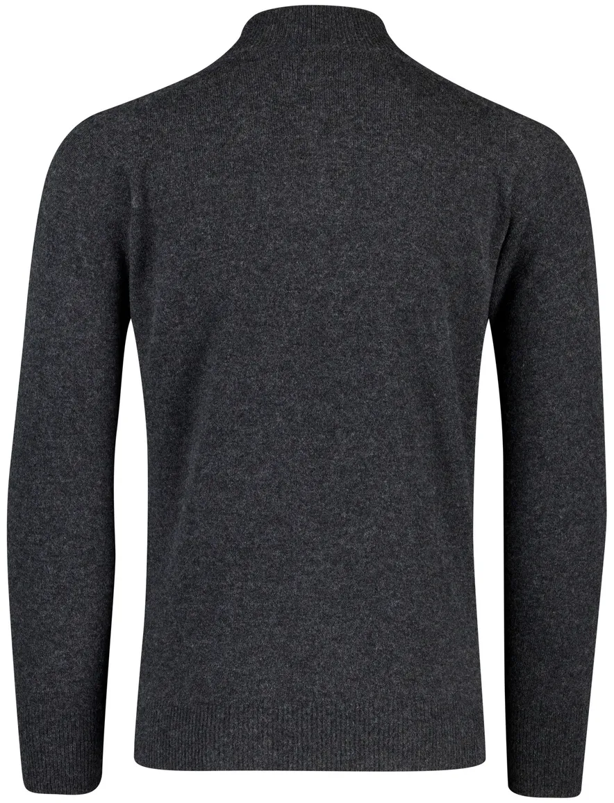 William Lockie trui grijs effen wijde fit half zip