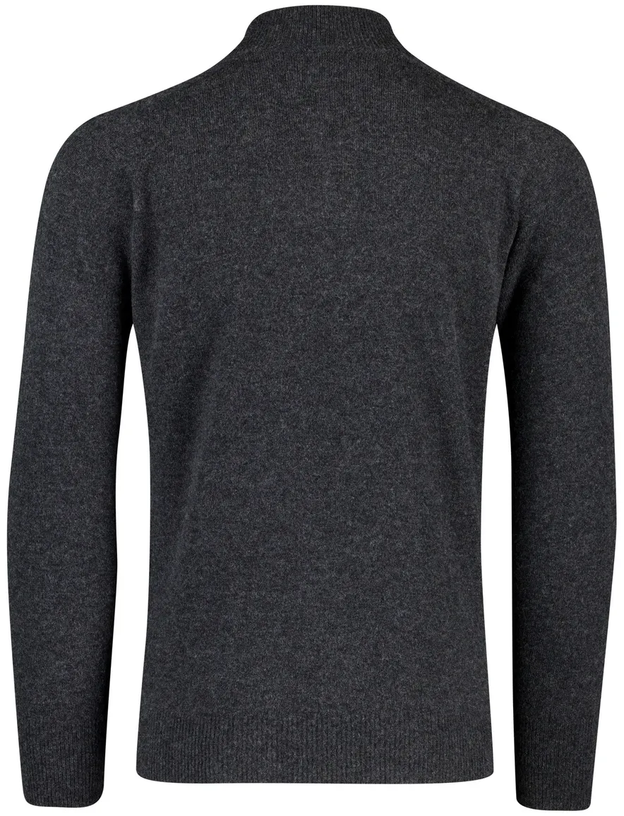 William Lockie trui grijs effen wijde fit half zip