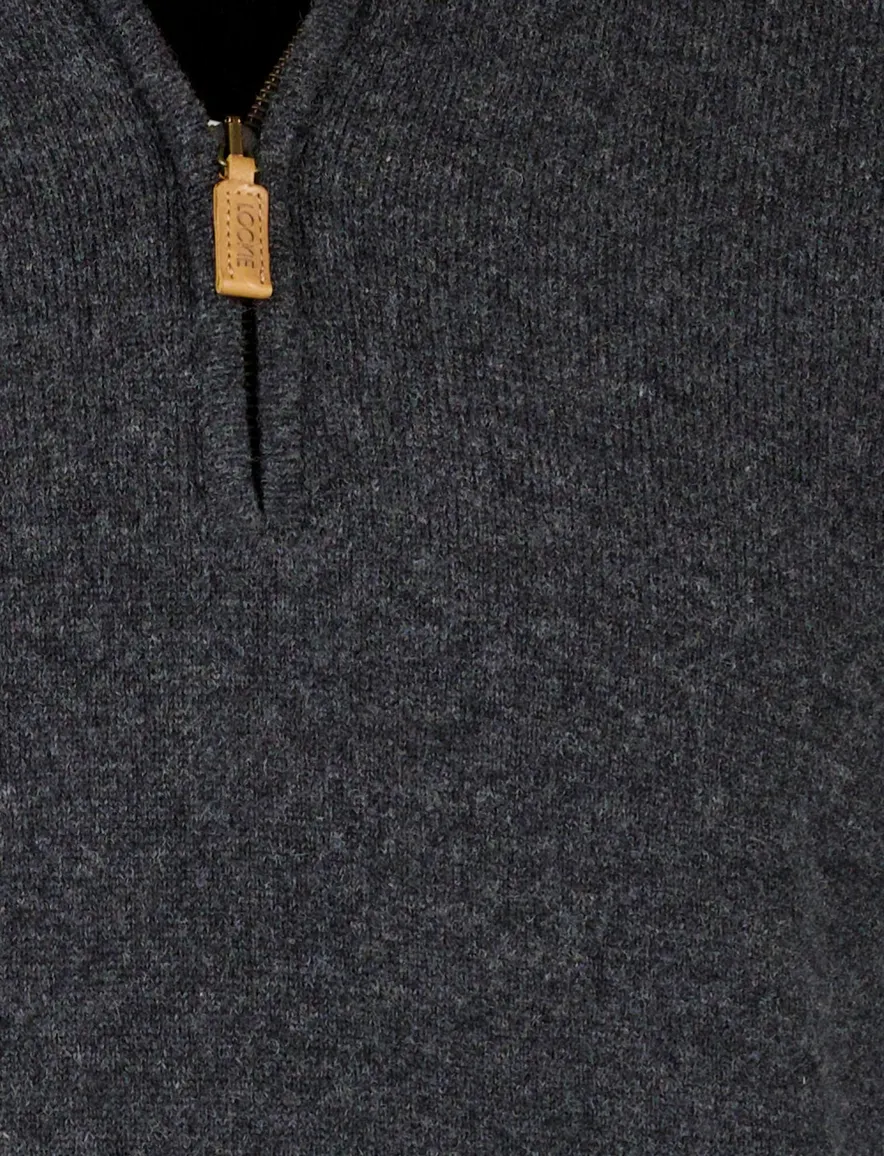 William Lockie trui grijs effen wijde fit half zip