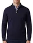 William Lockie trui half zip donkerblauw effen wijde fit lamswol