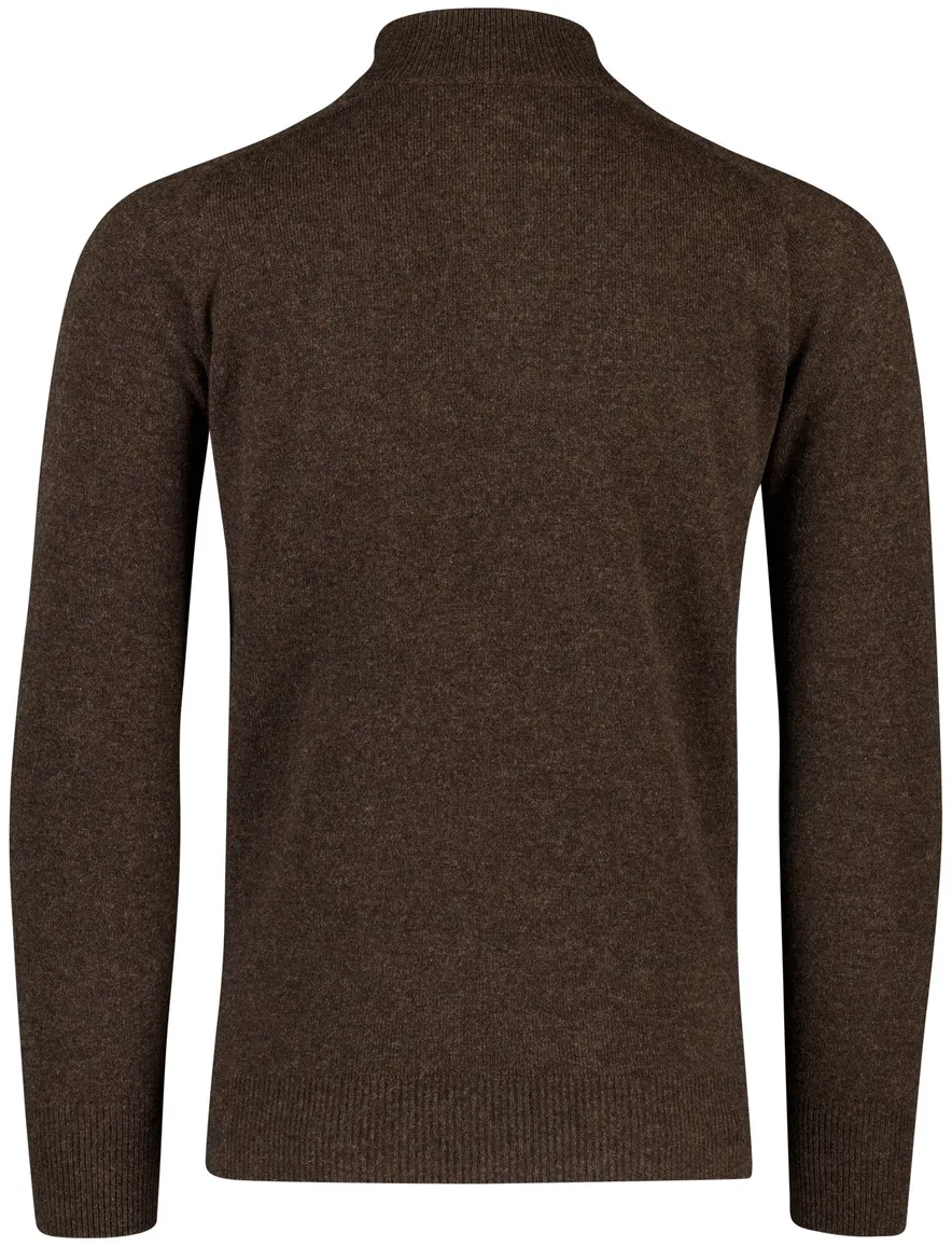 William Lockie trui bruin effen half zip