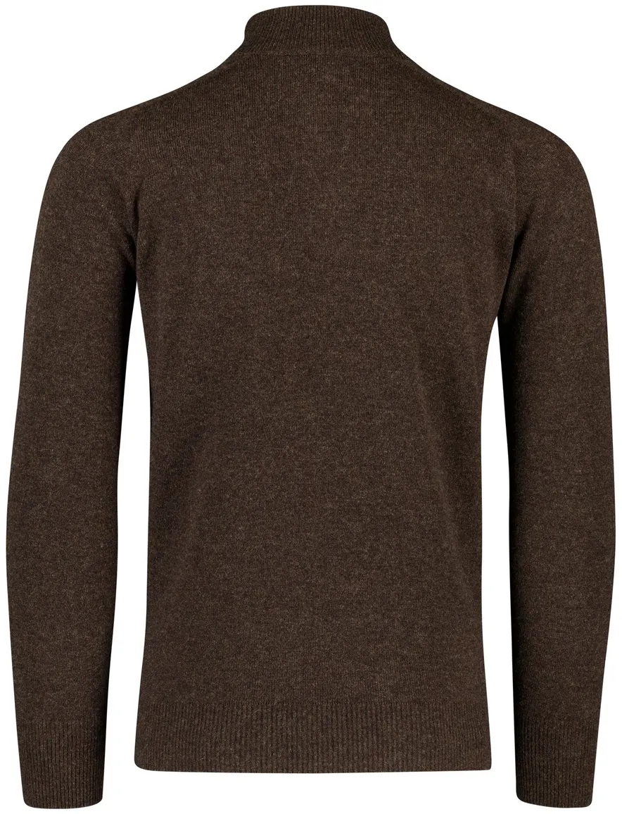 William Lockie trui bruin effen half zip