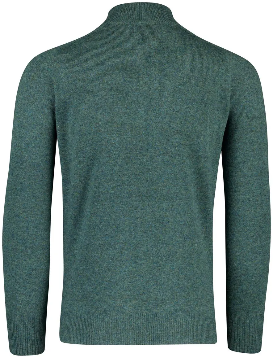 William Lockie trui half zip turquoise gemêleerd wijde fit